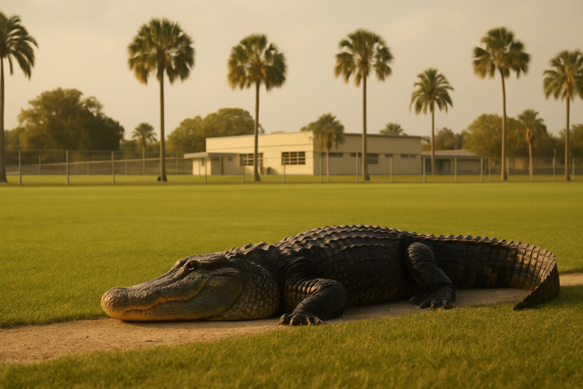 Alligator Strolls Through Tampa High School Lacrosse Practice