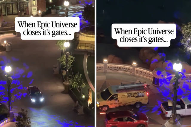 Nighttime Vehicles Seen Moving Through Epic Universe