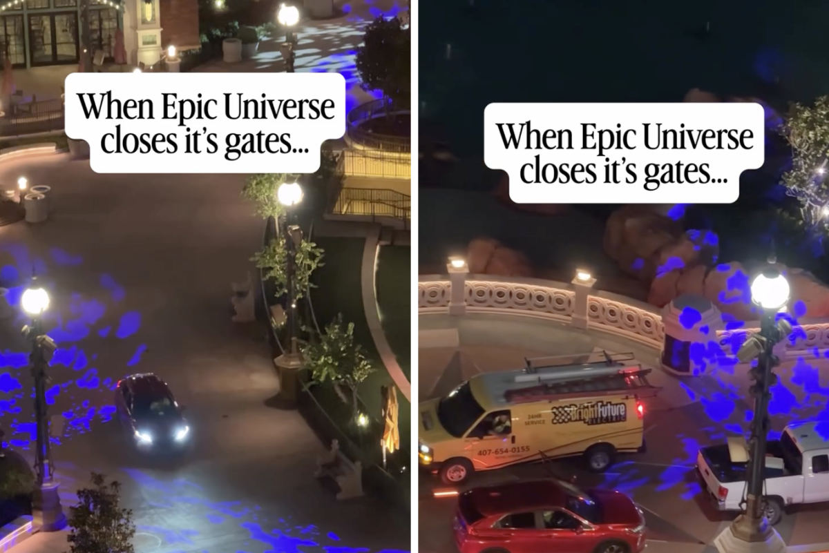 Nighttime Vehicles Seen Moving Through Epic Universe
