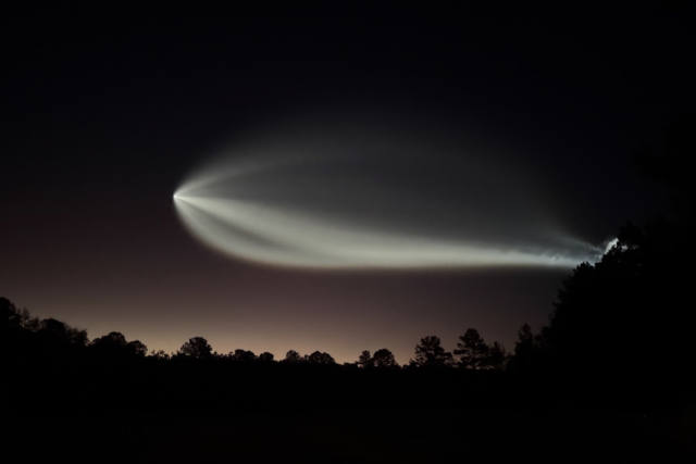 Cape Canaveral Falcon 9 Launch Lights Up Predawn Sky