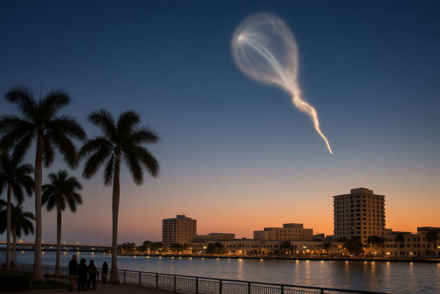 SpaceX Exhaust Plume Lights Up Skies Over Fort Myers