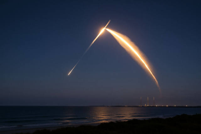 SpaceX Falcon 9 Seen Over Virginia After Cape Canaveral Launch