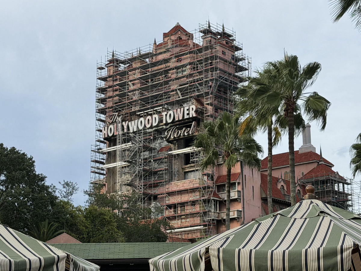 Tower of Terror Exterior Painting Continues at Hollywood Studios