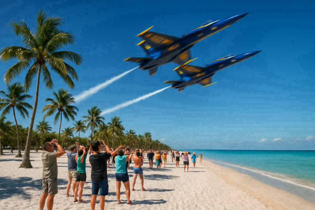 Blue Angels Fly Low Over a Florida Beach