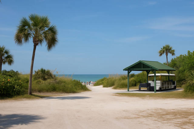 Delnor-Wiggins Pass: Parking Lots, Trolley & Beach Access