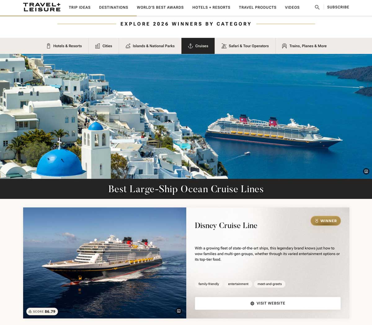 Disney Cruise Line Earns Back-to-Back World's Best Honor