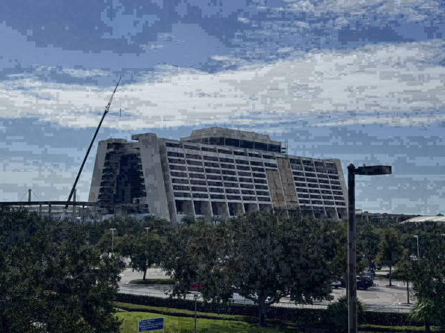 Crane Joins Ongoing Exterior Work at Disney's Contemporary Resort