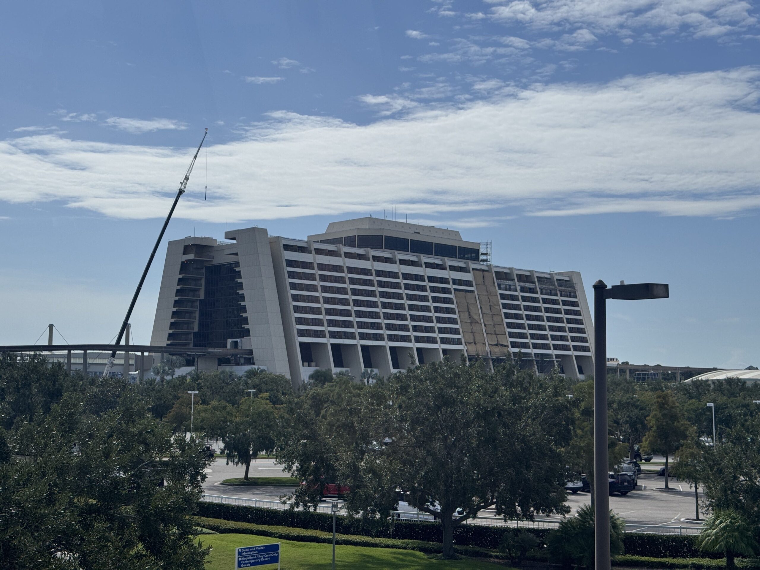 Crane Joins Ongoing Exterior Work at Disney's Contemporary Resort