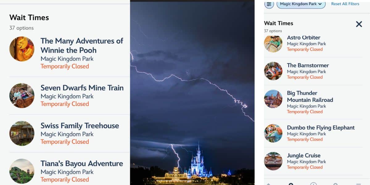 Storms Knock Out Rides Across Disney World's Magic Kingdom