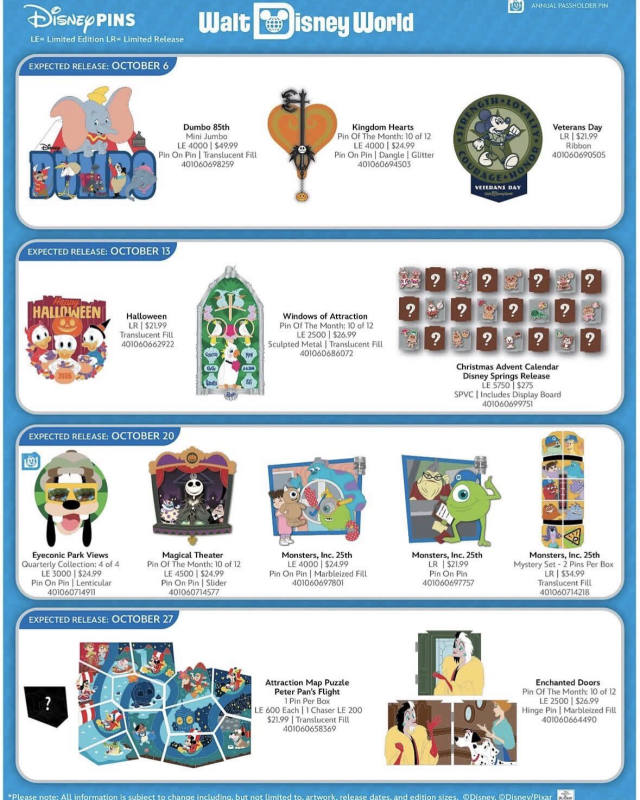 Disney World’s October Pins Include Dumbo, Tiki Room and More