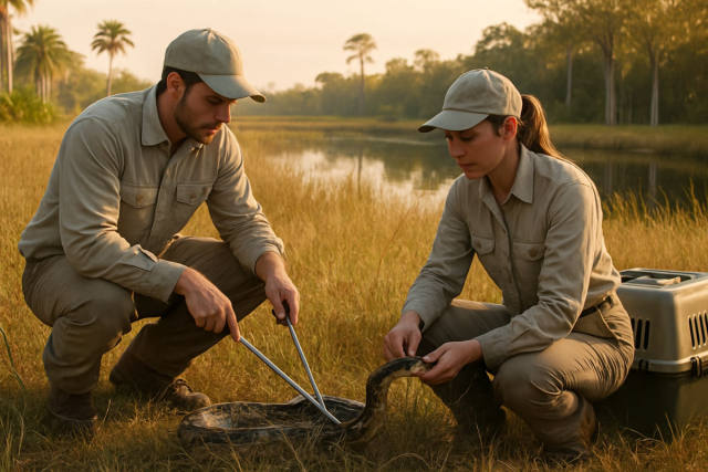 Florida Crew Removes Brooding Python and Her Egg Clutch