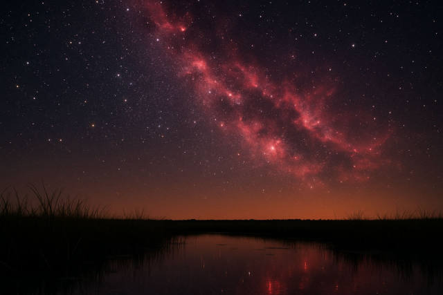 Hubble Telescope Photos Brilliant Stars in Crimson Cloud