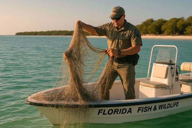 Illegal Gill Net Pulled from Sanibel Waters After Trapping Wildlife