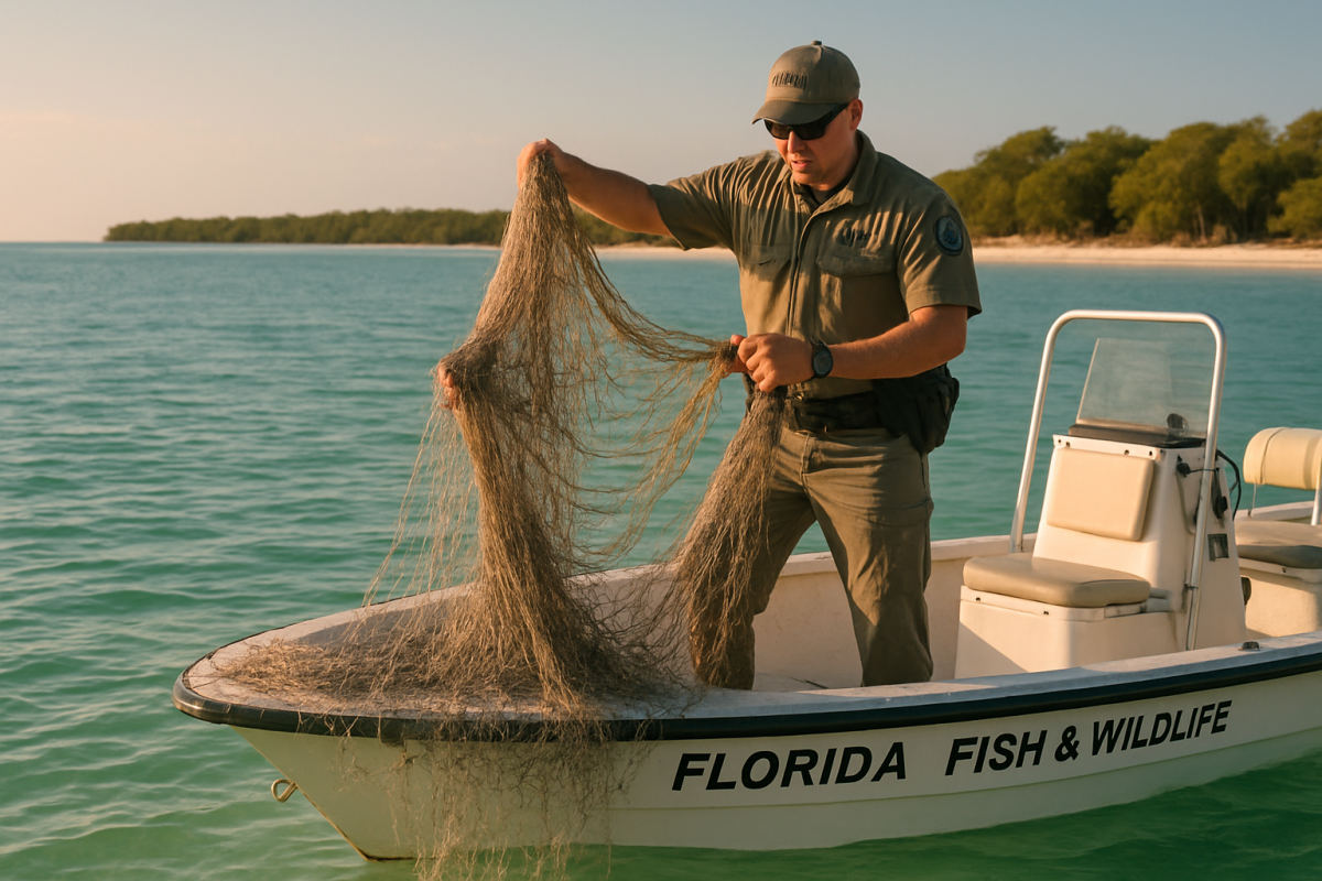 Illegal Gill Net Pulled from Sanibel Waters After Trapping Wildlife