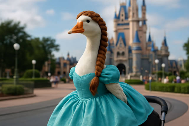 Porch Goose Makes a Princess-Themed Magic Kingdom Visit