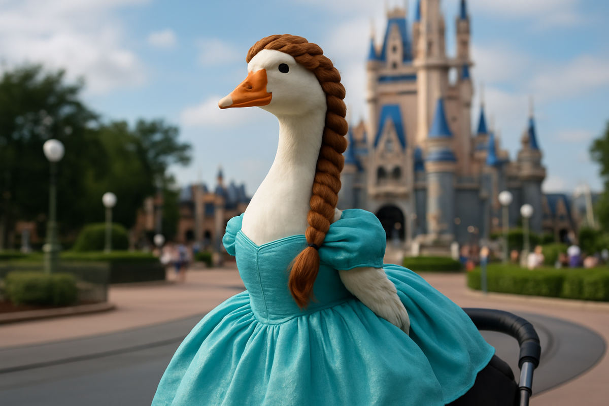 Porch Goose Makes a Princess-Themed Magic Kingdom Visit