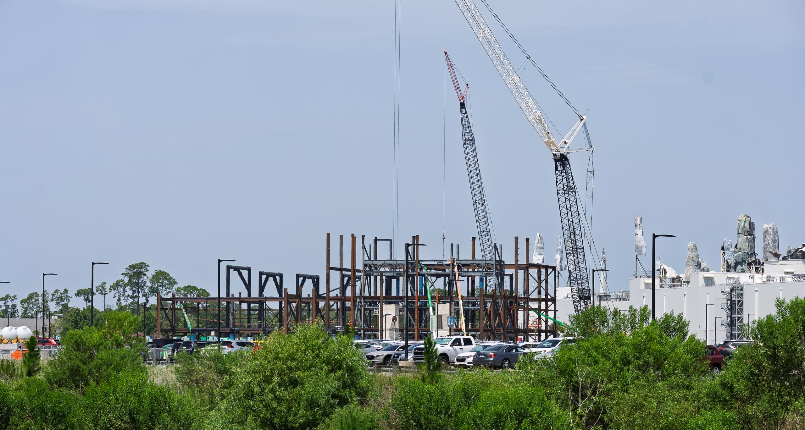 Monsters Inc. Coaster Steel Frame Climbs Above Hollywood Studios
