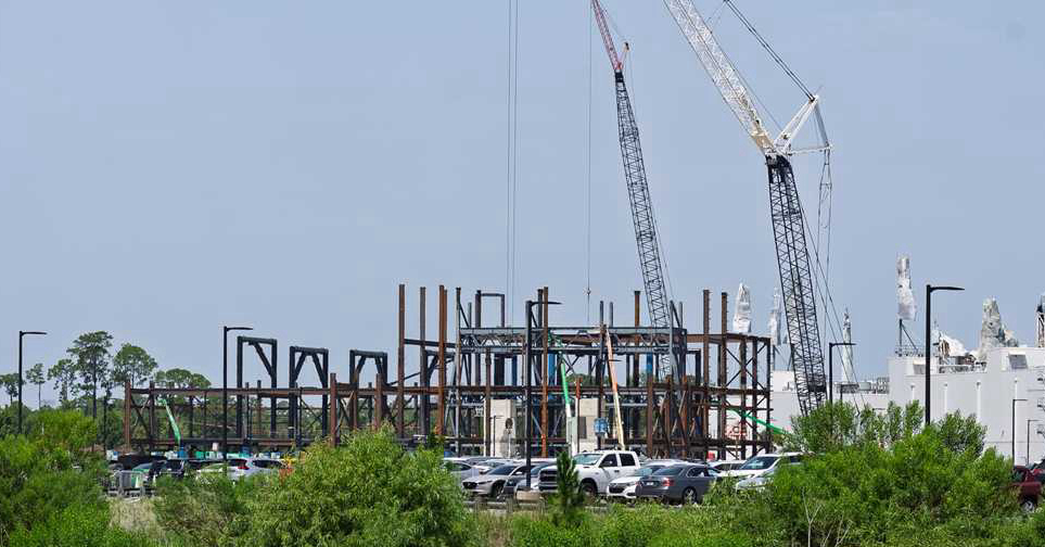 Monsters Inc. Door Coaster Steel Work Rises at Disney World