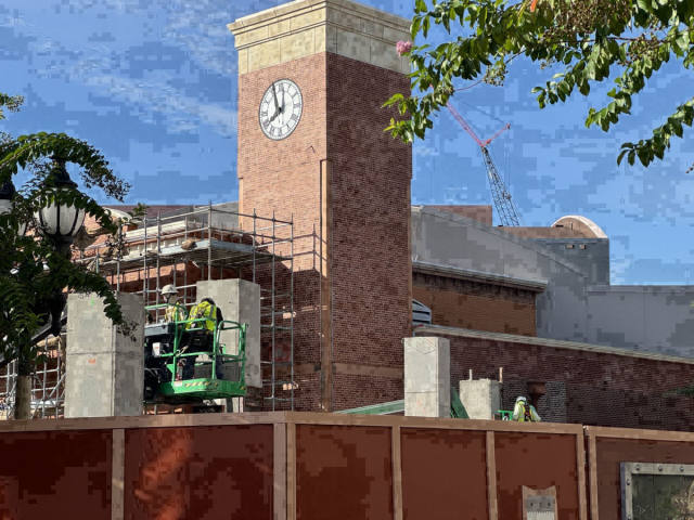 Monstropolis Entrance Columns Take Shape at Hollywood Studios