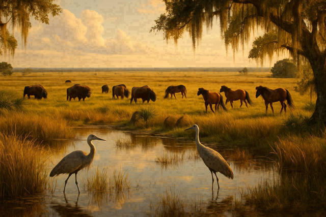 Paynes Prairie: Bison, Wild Horses & Birds Near Gainesville