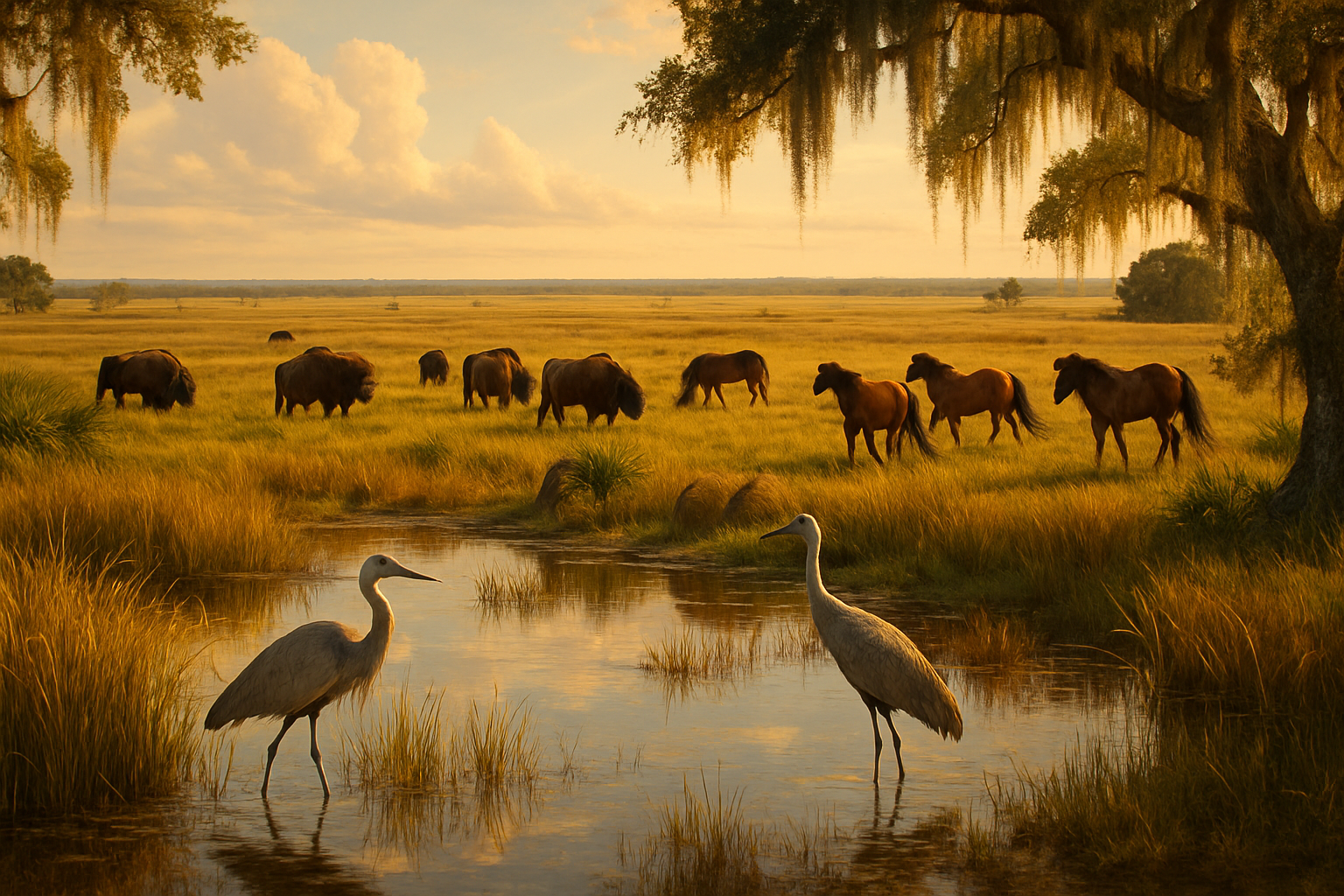 Paynes Prairie: Bison, Wild Horses & Birds Near Gainesville