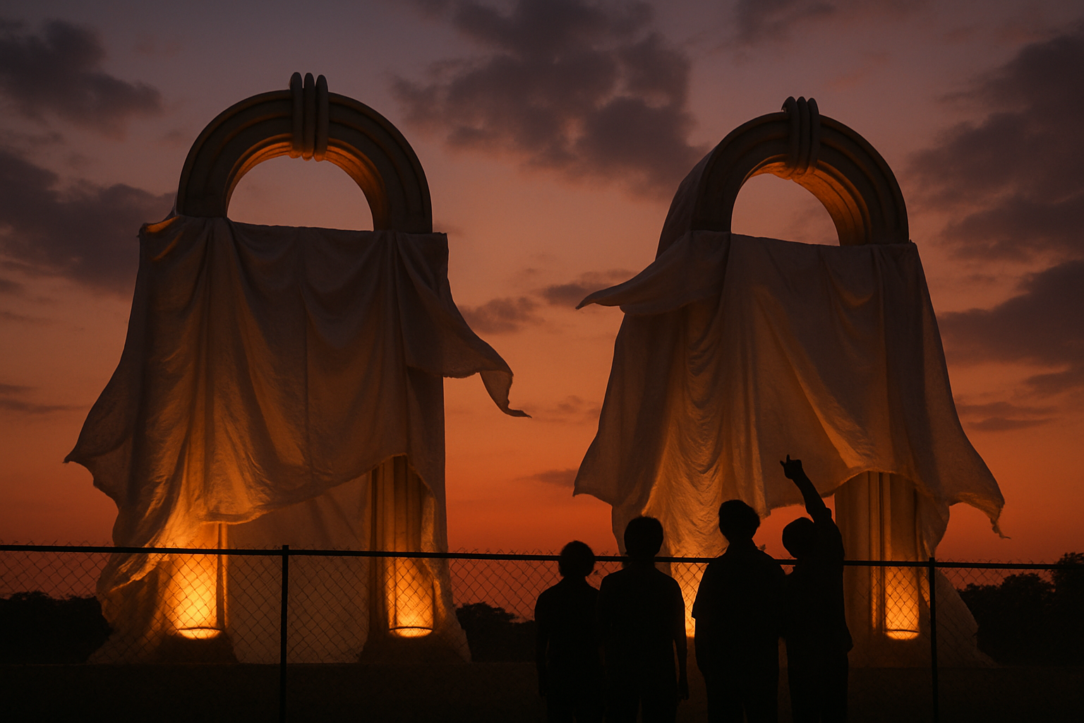 Universal's Famous Entrance Archways Hidden Behind Scrim