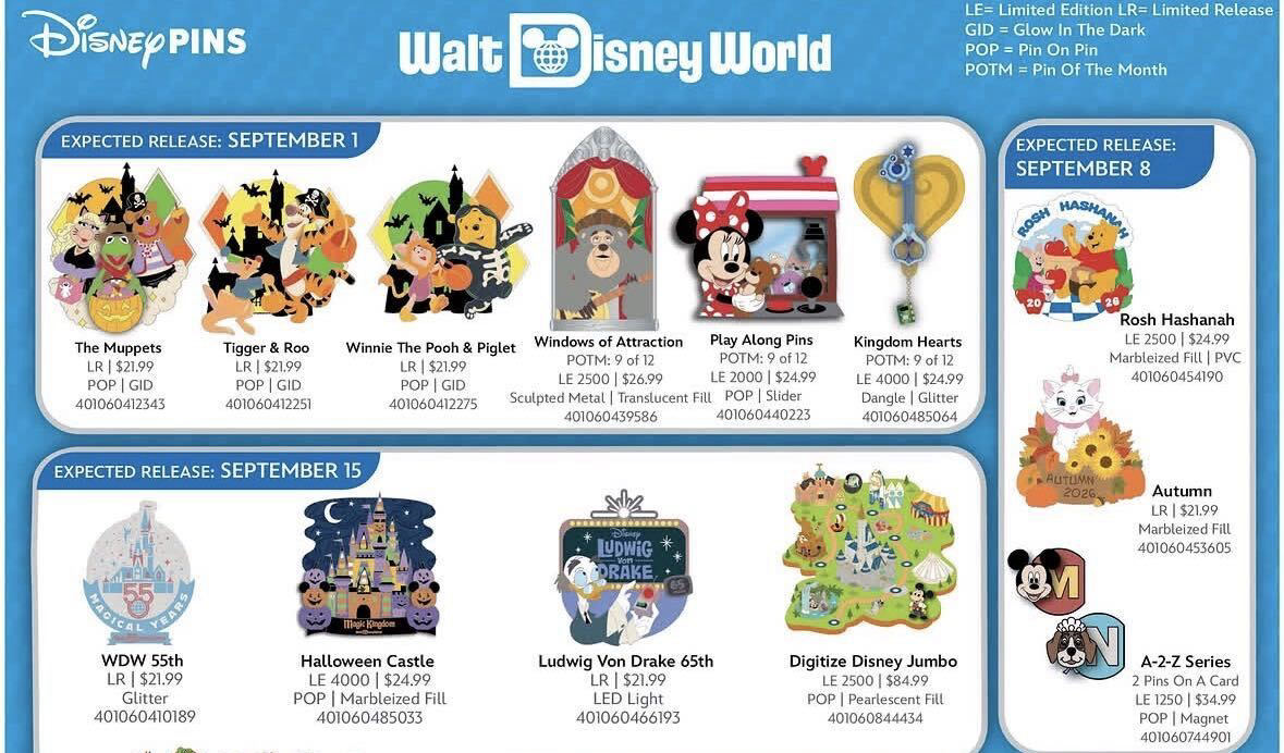 Walt Disney World's September 2026 Pin Lineup Is Packed